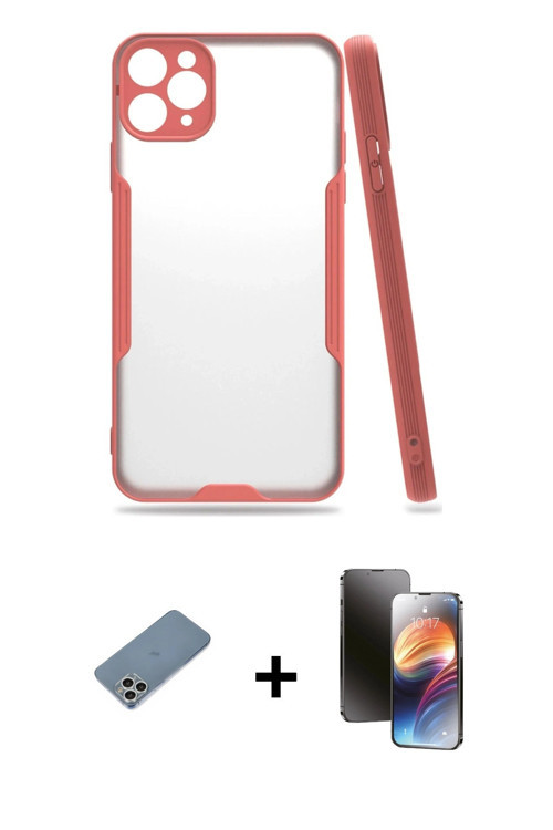 iPhone 11 Pro Kılıf Atlas Asil Serisi - Siyah 3D Antistatik Mat Seramik Nano Ekran Koruyucu + G