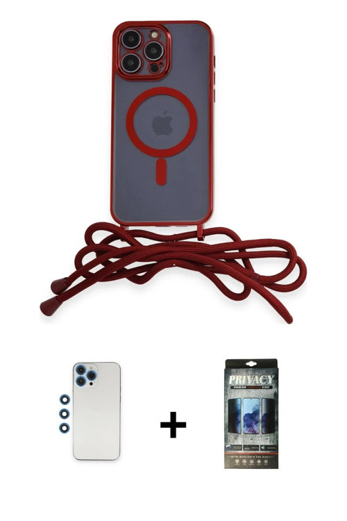 iPhone 12 Pro Kılıf Eksen Özel Seri - Siyah 34D Hayalet Izgaralı Cam + Mavi Shine Kamera Lens
