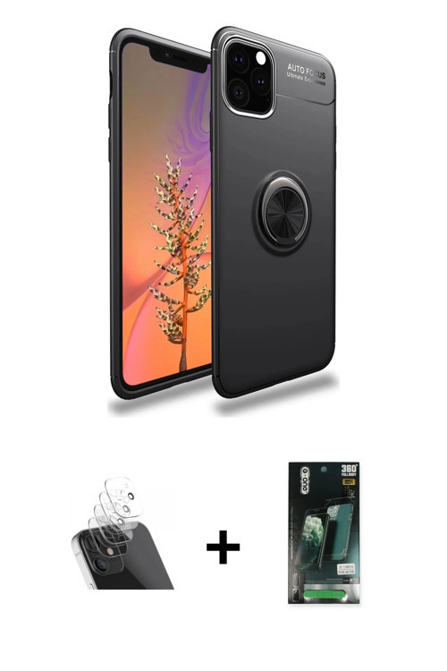 iPhone 11 Pro Max Kılıf Yankı Form Prime - Siyah 360 Mat Full Body Arka Koruyucu + Şeffaf Kamer