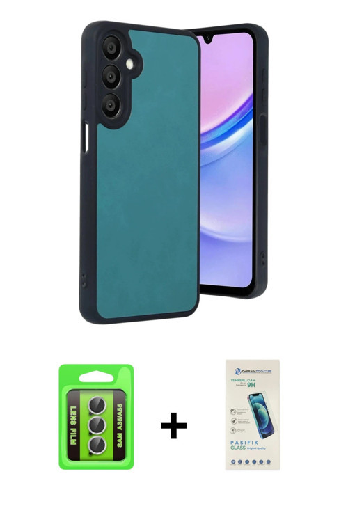 Galaxy A35 5G Kılıf Kıvılcım Işık Serisi - Şeffaf Pasifik Cam Ekran Koruyucu + Gümüş Raze Metal