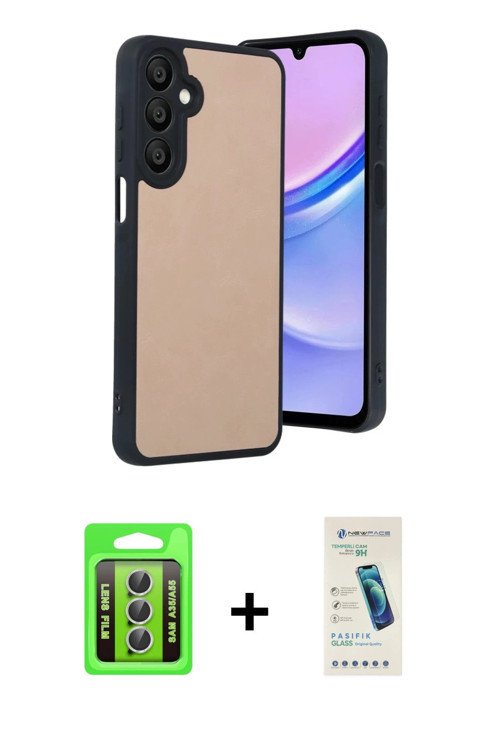 Galaxy A35 5G Kılıf Kıvılcım Işık Serisi - Şeffaf Pasifik Cam Ekran Koruyucu + Gümüş Raze Metal