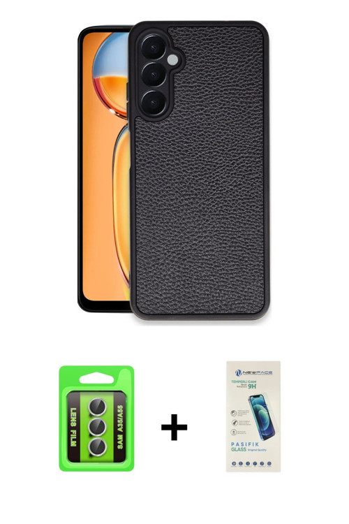 Galaxy A35 5G Kılıf Kıvılcım Işık Serisi - Şeffaf Pasifik Cam Ekran Koruyucu + Gümüş Raze Metal