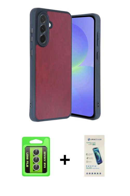 Galaxy A35 5G Kılıf Kıvılcım Işık Serisi - Şeffaf Pasifik Cam Ekran Koruyucu + Gümüş Raze Metal
