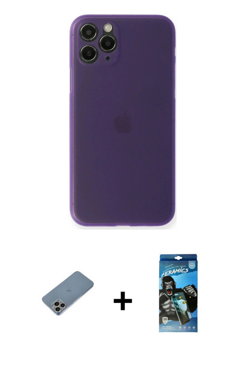 iPhone 11 Pro Kılıf Yadigar Yansıma Serisi - Siyah 34D Izgaralı Cam + Gökkuşağı Shine Kamera Le