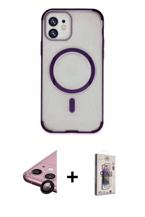iPhone 11 Kılıf Eksen Klasik Koleksiyonu - Siyah Bilvis 3D Cam Ekran Koruyucu + Siyah Raze Meta