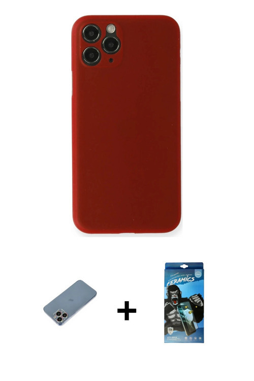 iPhone 11 Pro Kılıf Yadigar Yansıma Serisi - Siyah 34D Izgaralı Cam + Gökkuşağı Shine Kamera Le