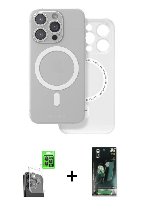 iPhone 16 Pro Max Kılıf Çekirdek Klasik - Siyah 360 Mat Full Body Arka Koruyucu + Siyah Raze Me