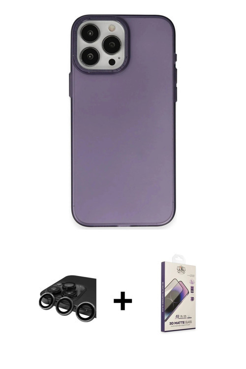 iPhone 15 Pro Max Kılıf Ahenk Çizgi Prime - Siyah Bilvis 3D Mat Cam Ekran Koruyucu + Titanyum G