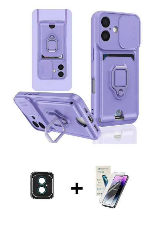 iPhone 16 Kılıf Vadi Form Prime - Şeffaf Pasifik Cam Ekran Koruyucu + Yeşil PVD Metal Kamera Le
