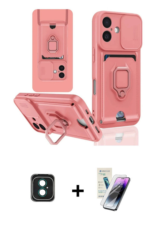 iPhone 16 Kılıf Vadi Form Prime - Şeffaf Pasifik Cam Ekran Koruyucu + Yeşil PVD Metal Kamera Le