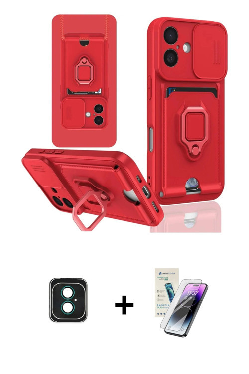 iPhone 16 Kılıf Vadi Form Prime - Şeffaf Pasifik Cam Ekran Koruyucu + Yeşil PVD Metal Kamera Le