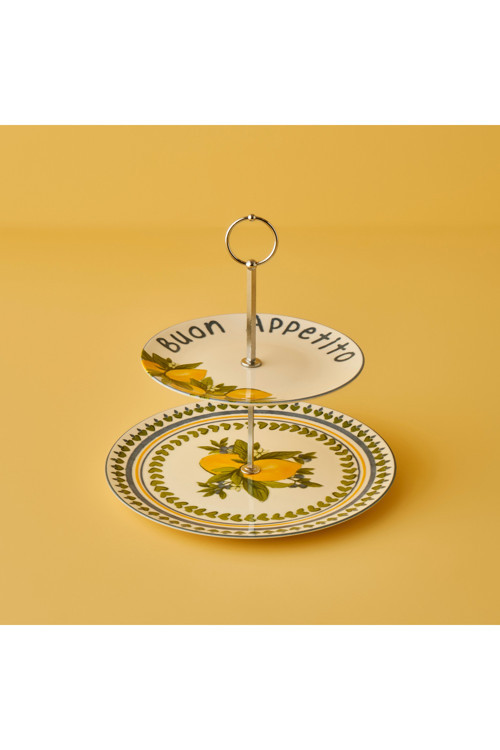 Lemoncello Porselen 2 Katlı Kurabiyelik