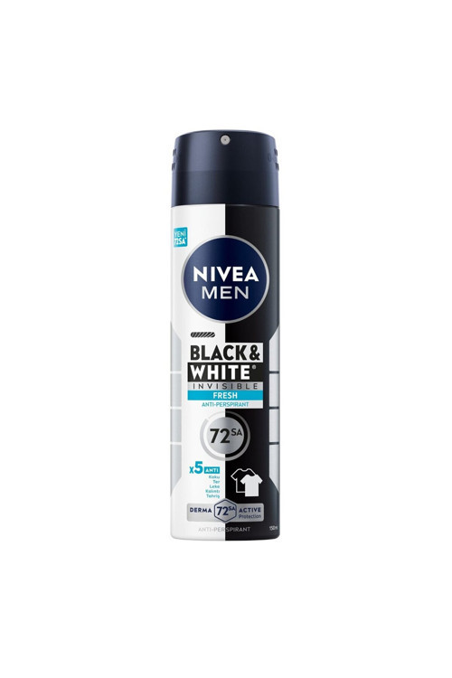 Men Erkek Sprey Deodorant Black&White Invisible Fresh 150 Ml 2 Adet