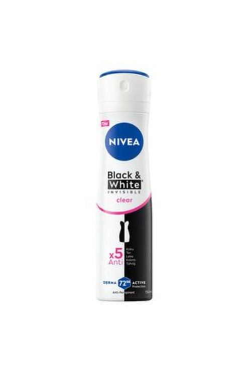 5 Adet Kadın Sprey Deodorant Black&White Clear 72 Saat Anti-Perspirant 150Ml