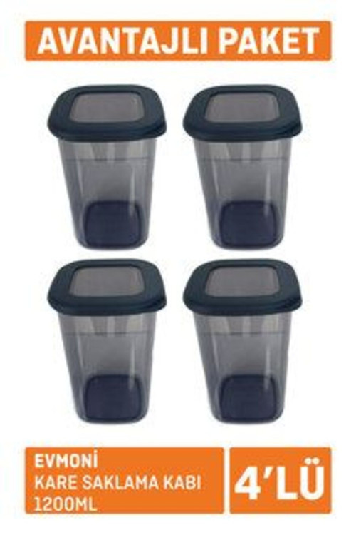 2 Adet Saklama Kabı 4'Lü (Bnm-0438) 1200 Ml