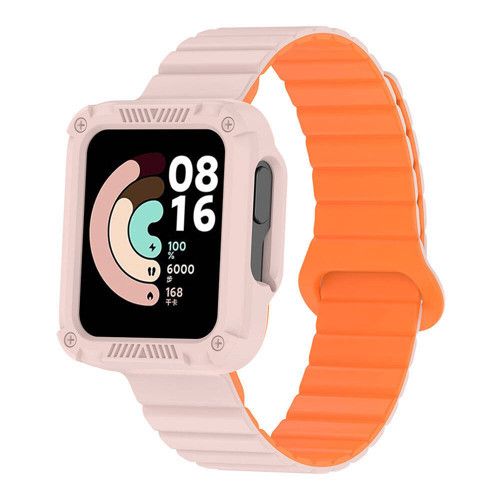 Redmi Watch 1 Silikon Kordon MKST KRD-105 Strap Kayış-Pembe-Turuncu