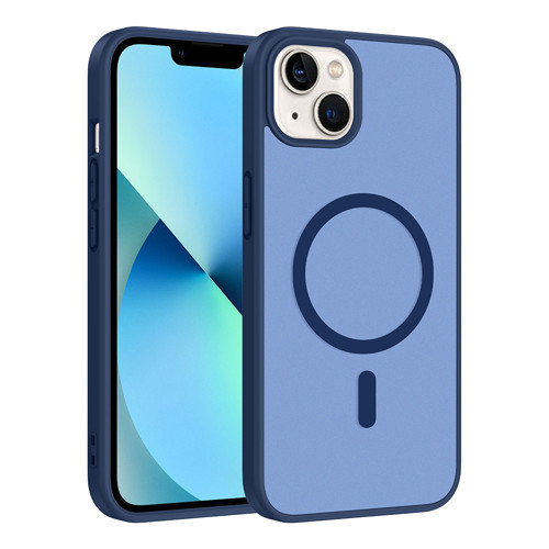 iPhone 15 Kılıf M-safe Şarj Özellikli MKST Babet Kapak - Mavi