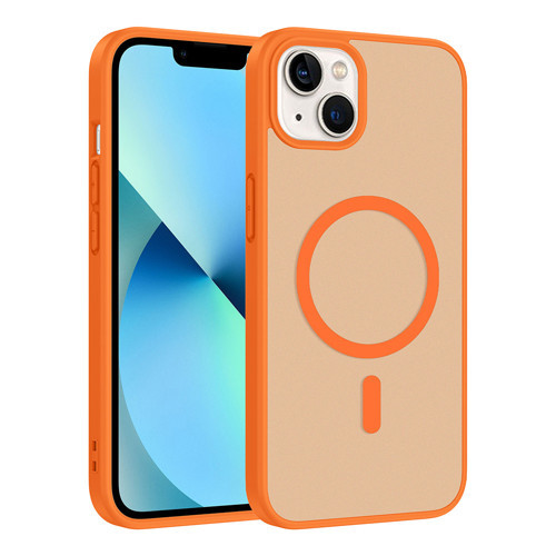 iPhone 15 Kılıf M-safe Şarj Özellikli MKST Babet Kapak - Turuncu