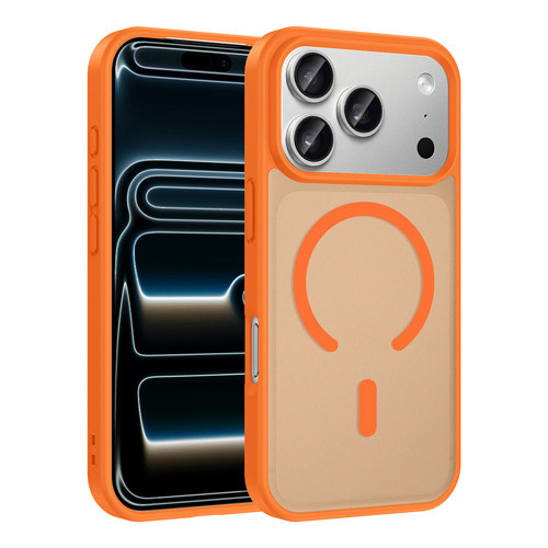 iPhone 17 Pro Max Kılıf M-safe Şarj Özellikli MKST Babet Kapak - Turuncu