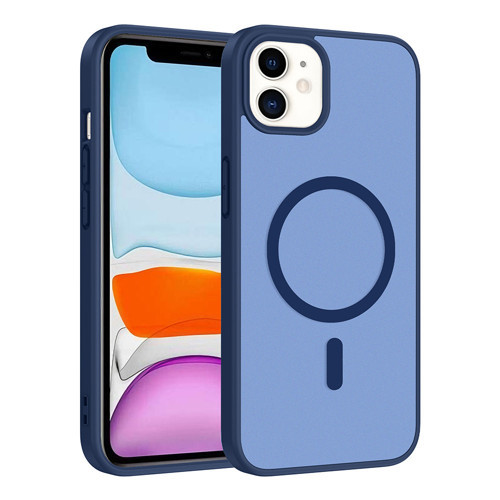 iPhone 11 Kılıf M-safe Şarj Özellikli MKST Babet Kapak - Mavi