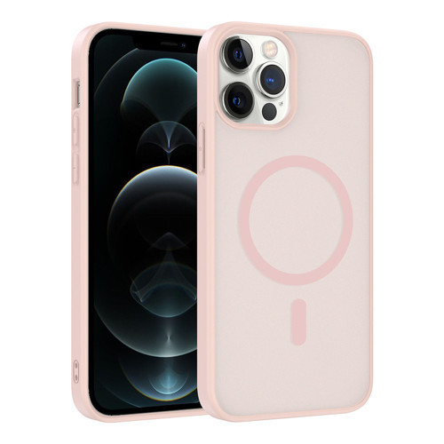 iPhone 12 Pro Kılıf M-safe Şarj Özellikli MKST Babet Kapak - Pembe