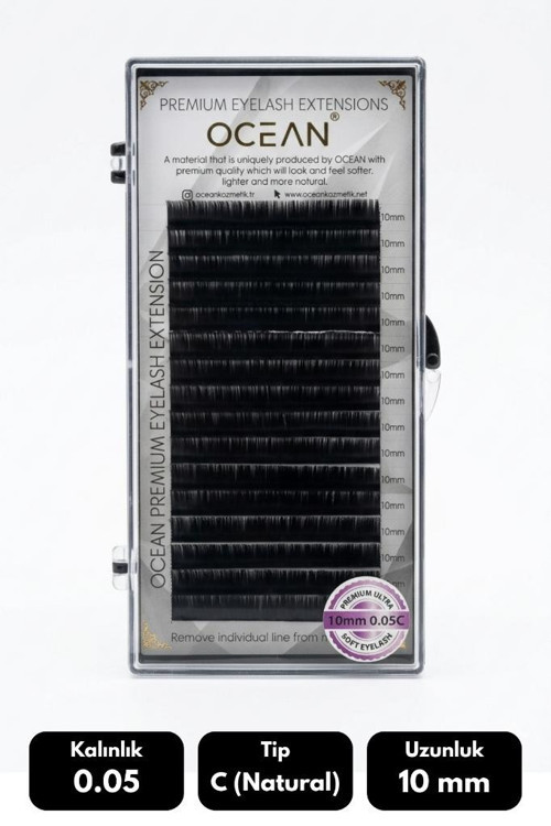 Ocean 0.05C Natural Kıvrım 10 mm Soft Eyelash Doğal İpek Kirpik 16'lı