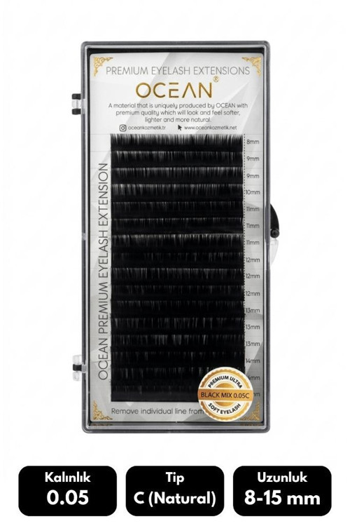 Ocean 0.05C Natural Kıvrım Mix Soft Eyelash Doğal İpek Kirpik 16'lı