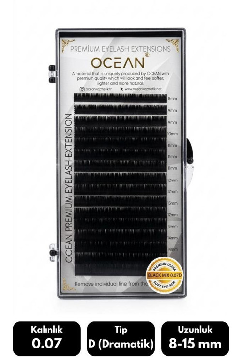 Ocean 0.07D Dramatik Kıvrım Mix Soft Eyelash Doğal İpek Kirpik 16'lı