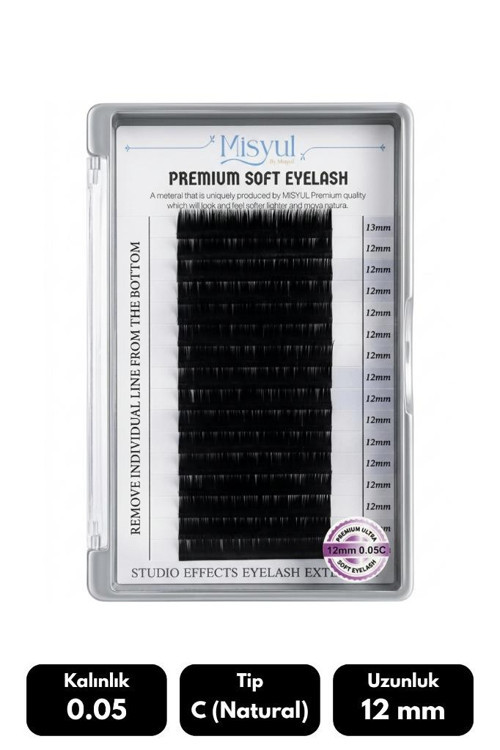 0.05C Natural Kıvrım 12 mm Soft Eyelash Doğal İpek Kirpik 16'lı