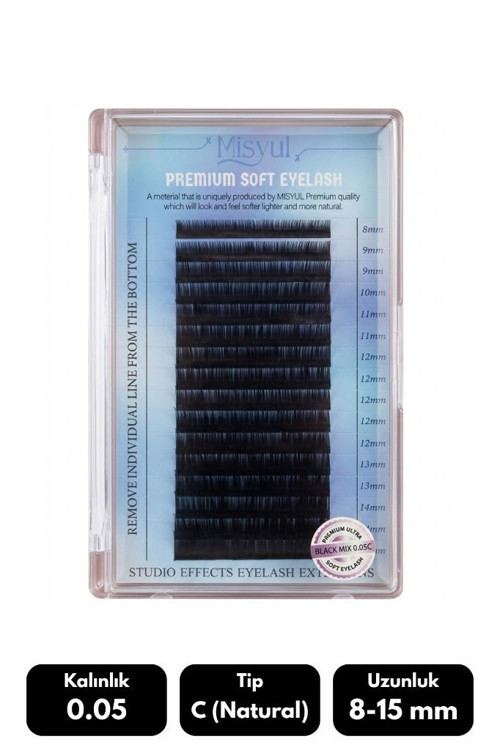 0.05C Natural Kıvrım Mix Soft Eyelash Doğal İpek Kirpik 8-15 mm 16'lı