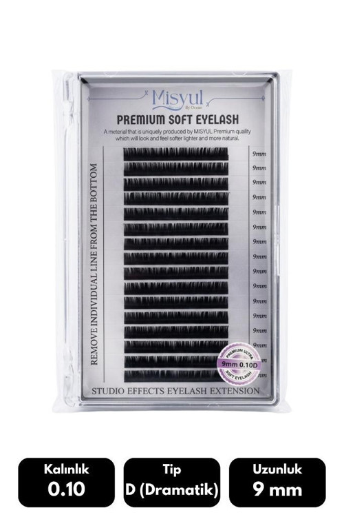 0.10D Dramatik Kıvrım 9 mm Soft Eyelash Doğal İpek Kirpik 16'lı