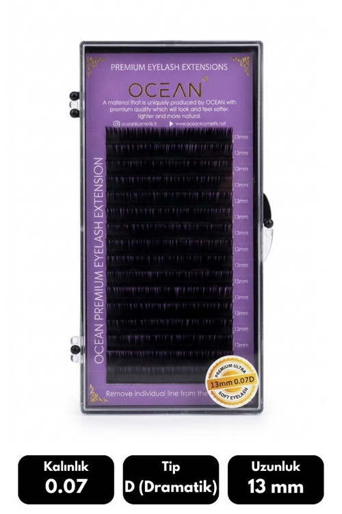 Ocean 0.07D Dramatik Kıvrım 13 mm Soft Eyelash Doğal İpek Kirpik 16'lı