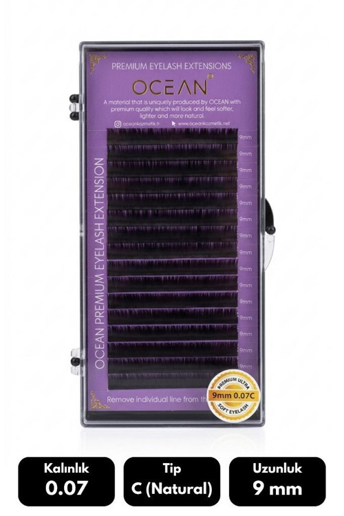 Ocean 0.07C Natural Kıvrım 9 mm Soft Eyelash Doğal İpek Kirpik 16'lı