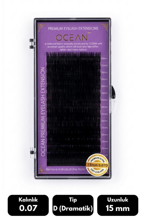 Ocean 0.07D Dramatik Kıvrım 15 mm Soft Eyelash Doğal İpek Kirpik 16'lı