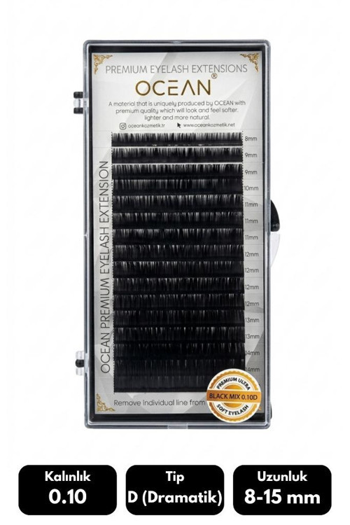 Ocean 0.10D Dramatik Kıvrım Mix Soft Eyelash Doğal İpek Kirpik 16'lı