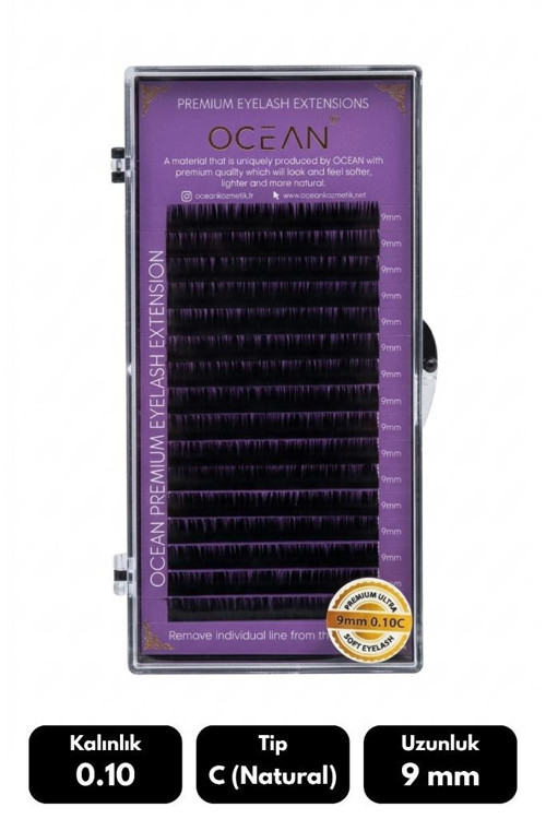 Ocean 0.10C Natural Kıvrım 9 mm Soft Eyelash Doğal İpek Kirpik 16'lı