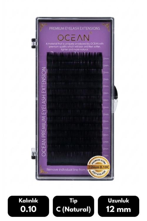 Ocean 0.10C Natural Kıvrım 12 mm Soft Eyelash Doğal İpek Kirpik 16'lı
