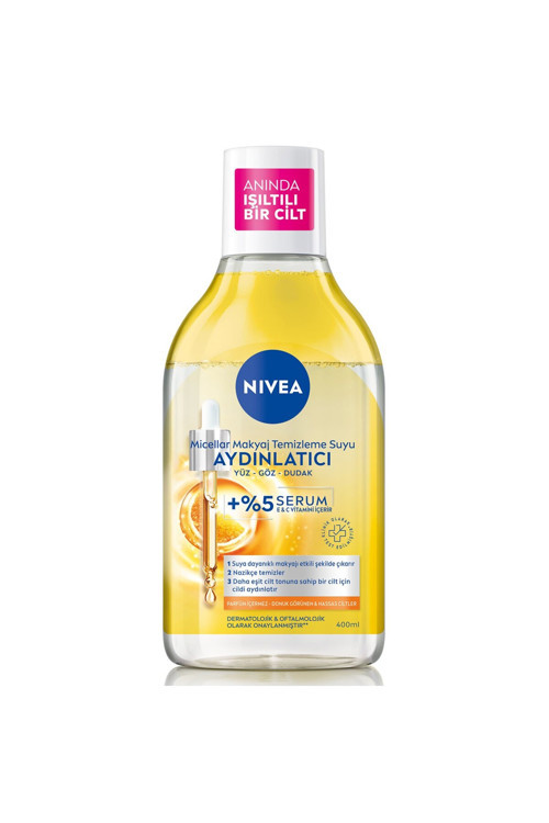 Aydınlatıcı Serum İçerikli Micellar Makyaj Temizleme Suyu C Vitamini 400Ml 4 Adet