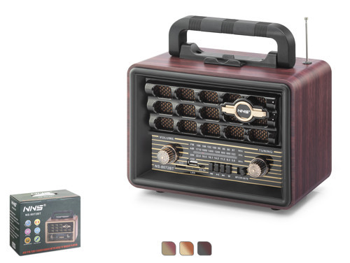 NS8072BT Bluetooth Nostaljik FM Radyo TWS USB TF Taşınabilir Hoparlör - Maun