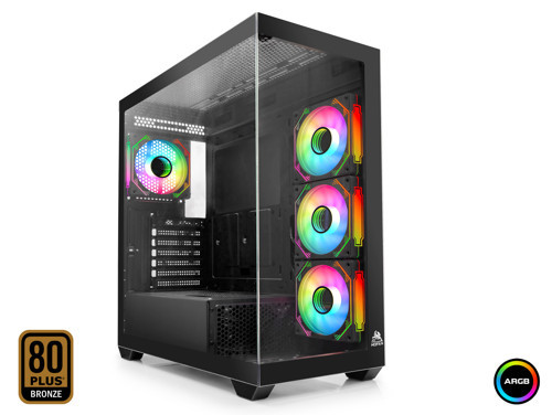 MF2903B PC Gaming Kasa POLAR Seri 80 Plus 850W Power Supply 4x ARGB Fan Siyah