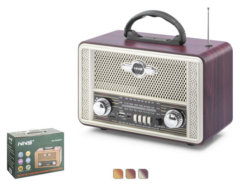 NS8098BT Bluetooth Nostaljik FM Radyo TWS USB TF Taşınabilir Hoparlör - Maun