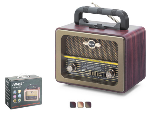 NS8073BT Bluetooth Nostaljik FM Radyo TWS USB TF Taşınabilir Hoparlör - Maun