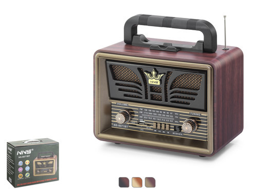 NS8071BT Bluetooth Nostaljik FM Radyo TWS USB TF Taşınabilir Hoparlör - Maun