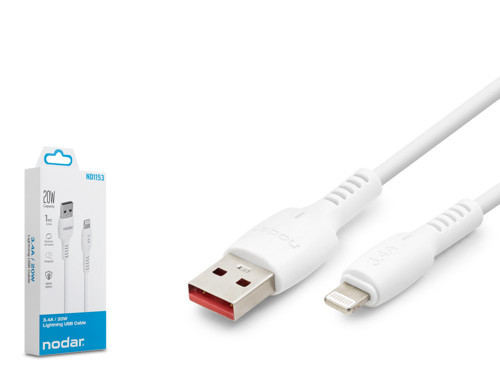 ND1153 USB Lightning Şarj ve Data Kablosu 3.4A 20W 1 m - Beyaz
