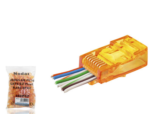 ND2413 CAT6 EZ RJ45 Konnektör 100 Adet Plastik Kutu - Turuncu