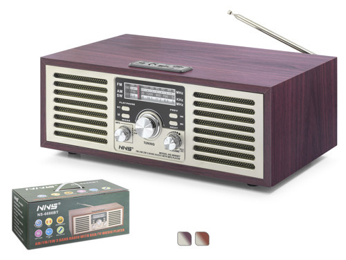 NS6686BT Bluetooth Nostaljik FM Radyo TWS USB TF AUX Hoparlör - Maun