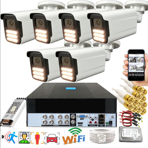 6 lı Araç İnsan Yüz Tanımalı Hareket Algılayan 5 MP Lens 12 Warm Led Gece Renkli Kamera Seti 5915W-PLS