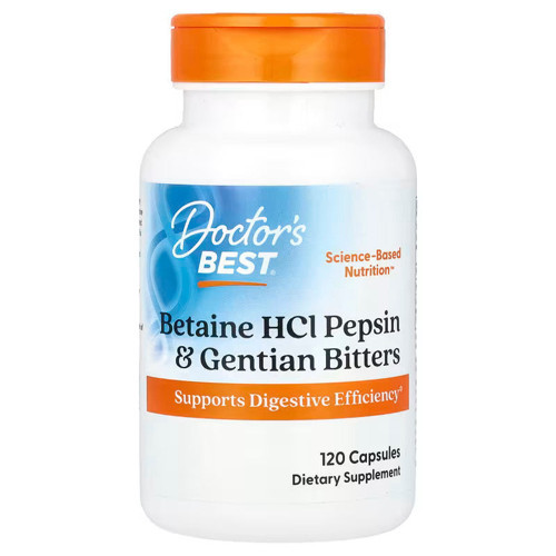 Betaine HCl Pepsin & Gentian Bitters Gut Digestive Health 120 Capsules