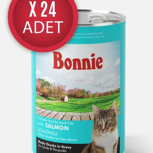 Somonlu Sos İçinde Et Parçacıklı Kedi Konservesi 400g x 24 Adet