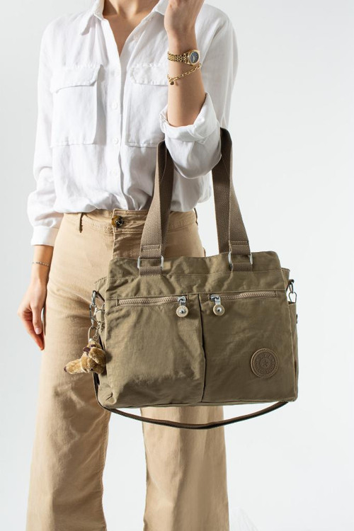 Klinkır Kadın Kol Çantası Çok Cepli Hafif Su İtici Kumaş Çapraz Askılı Omuz Çantası 32*26 Cm